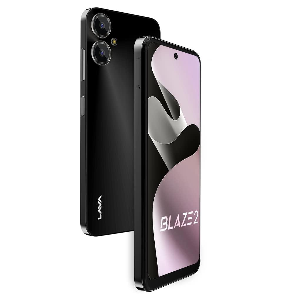 Lava Blaze 2 (6 GB RAM, UFS 2.2 128GB Storage) - Glass Black|18W Fast Charger|Side Fingerprint Sensor| 5000 mAh Battery| 6.5 inch(16.5cm) HD+ Punch Hole Display| Upto 11GB Expandable RAM - Triveni World