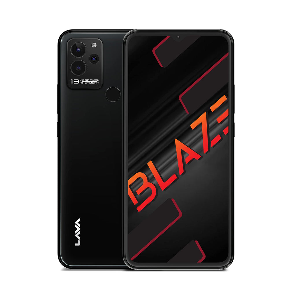 Lava Blaze (Glass Black, 3GB RAM, 64GB Storage)| Premium Glass Back Design| 13 MP AI Triple Camera |Fingerprint Sensor| 5000 mAh Battery| Upto 6GB Expandable RAM - Triveni World