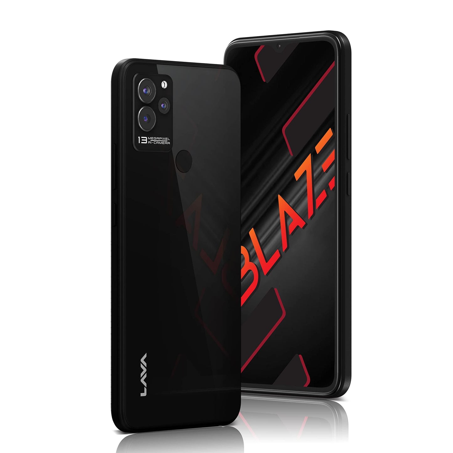 Lava Blaze (Glass Black, 3GB RAM, 64GB Storage)| Premium Glass Back Design| 13 MP AI Triple Camera |Fingerprint Sensor| 5000 mAh Battery| Upto 6GB Expandable RAM - Triveni World