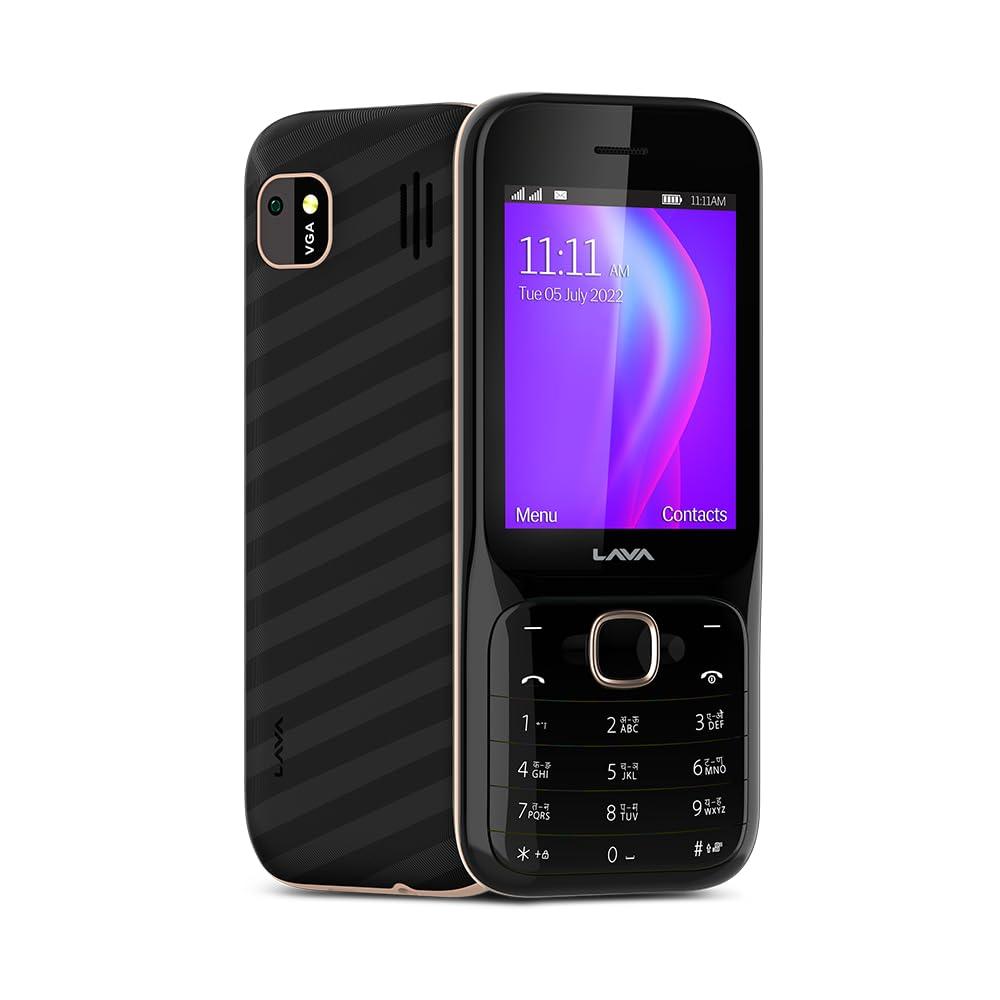 Lava Gem Power Keypad Mobile Phone with 2575mAh Smart AI Battery | 2.8" Big Display | Superior Stereo Sound | Wireless FM | Auto Call Recording | 32GB Expandable | Black Gold - Triveni World