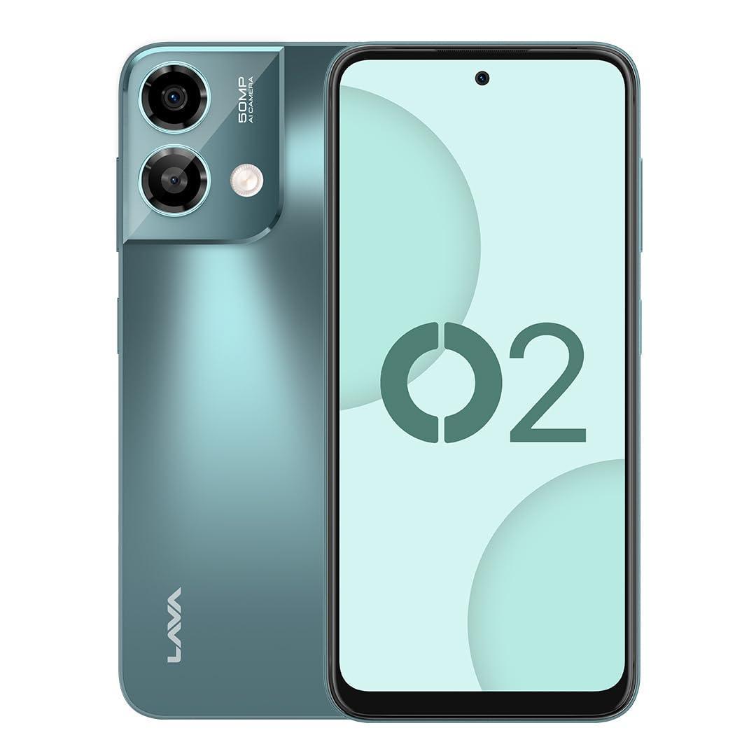 Lava O2 (Imperial Green, 8GB RAM, UFS 2.2 128GB Storage) |AG Glass Back|T616 Octacore Processor|18W Fast Charging|6.5 inch 90Hz Punch Hole Display|50MP AI Dual Camera|Upto 16GB Expandable RAM - Triveni World