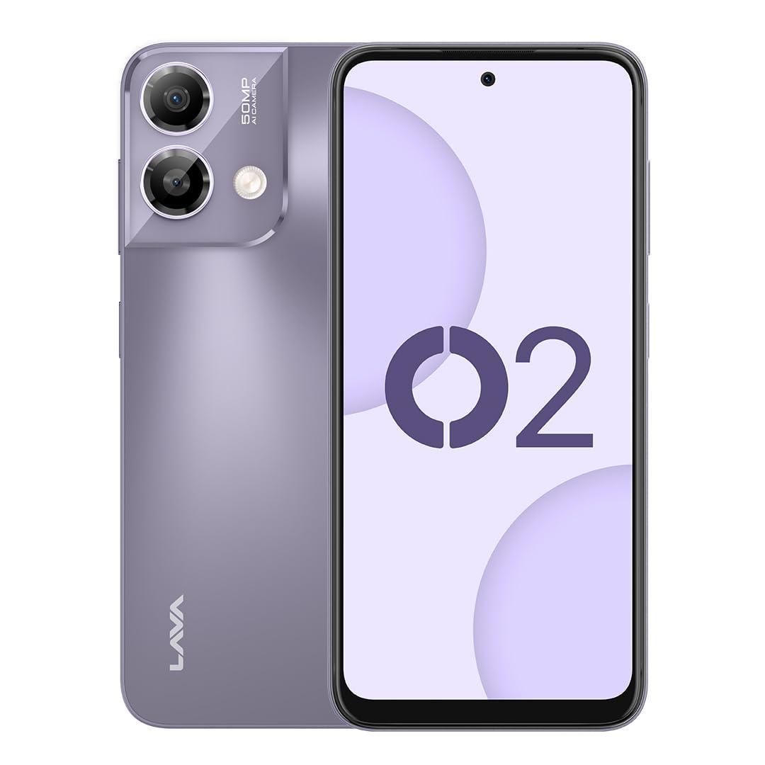 Lava O2 (Majestic Purple, 8GB RAM, UFS 2.2 128GB Storage) |AG Glass Back|T616 Octacore Processor|18W Fast Charging|6.5 inch 90Hz Punch Hole Display|50MP AI Dual Camera|Upto 16GB Expandable RAM - Triveni World