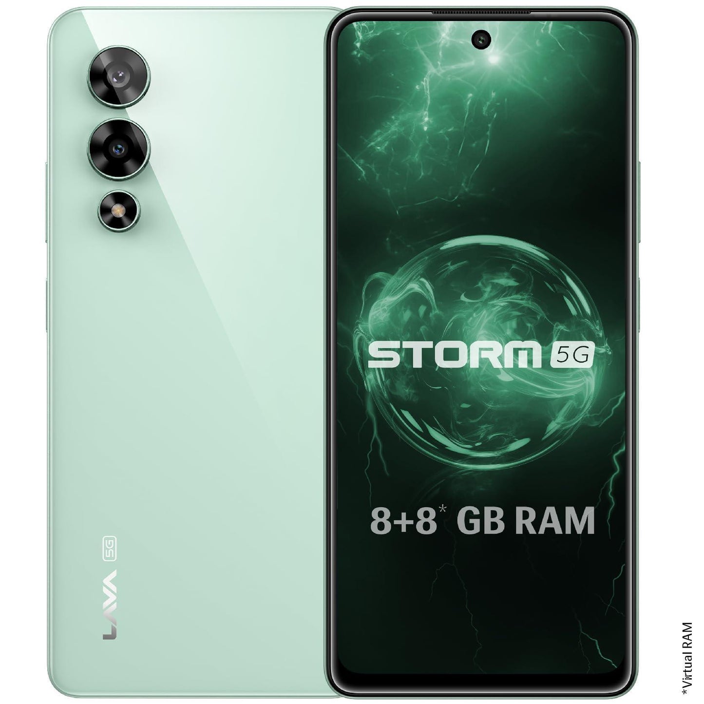 Lava Storm 5G(Gale Green,8GB RAM,128GB ROM)-Powered by MediaTek Dimensity 6080 Processor|120Hz FHD+ Display|50MP+8MP Ultrawide Camera|16MP FrontCamera|33W Fast Charging|Upto 16GB ExpandableRAM - Triveni World