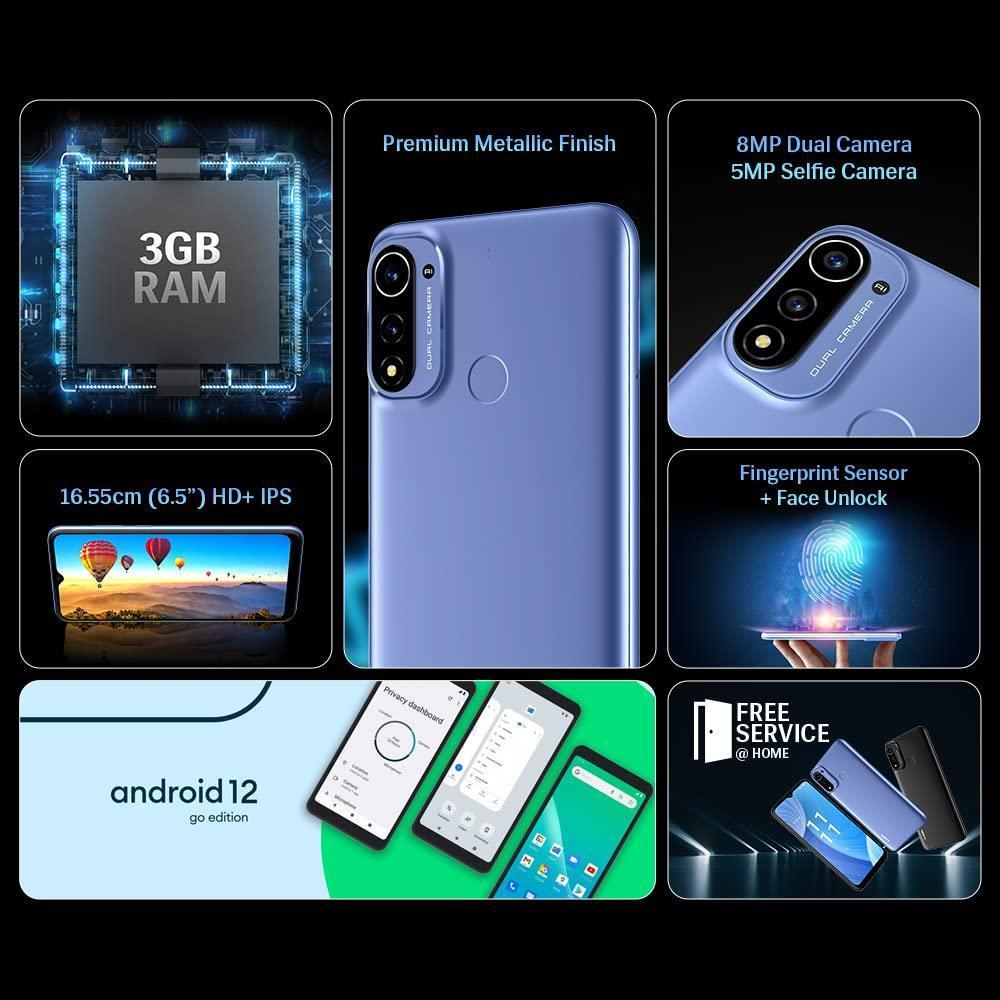 Lava X3(Arctic Blue, 3GB RAM, 32GB Storage)| 6.5 inch HD+ IPS|Fingerprint Sensor| 4000 mAh Battery |8MP Dual Camera| Andriod 12 Go Edition - Triveni World