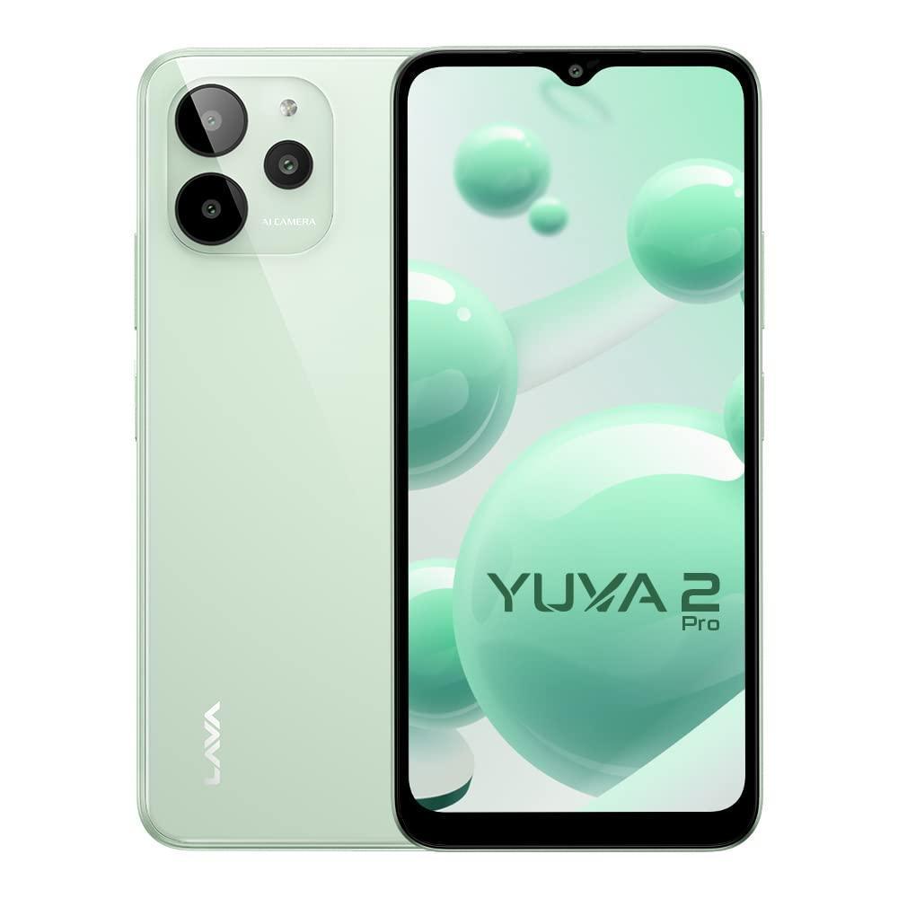 Lava Yuva 2 Pro (Glass Green, 4GB RAM, 64GB Storage)| 2.3 Ghz Octa Core Helio G37| 13 MP AI Triple Camera |Fingerprint Sensor| 5000 mAh Battery| Upto 7GB Expandable RAM - Triveni World