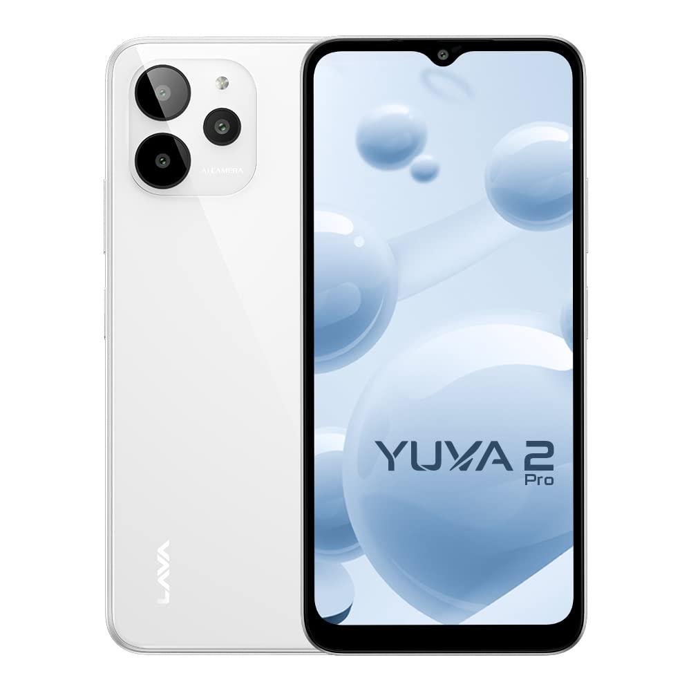 Lava Yuva 2 Pro (Glass White, 4GB RAM, 64GB Storage)| 2.3 Ghz Octa Core Helio G37| 13 MP AI Triple Camera |Fingerprint Sensor| 5000 mAh Battery| Upto 7GB Expandable RAM - Triveni World