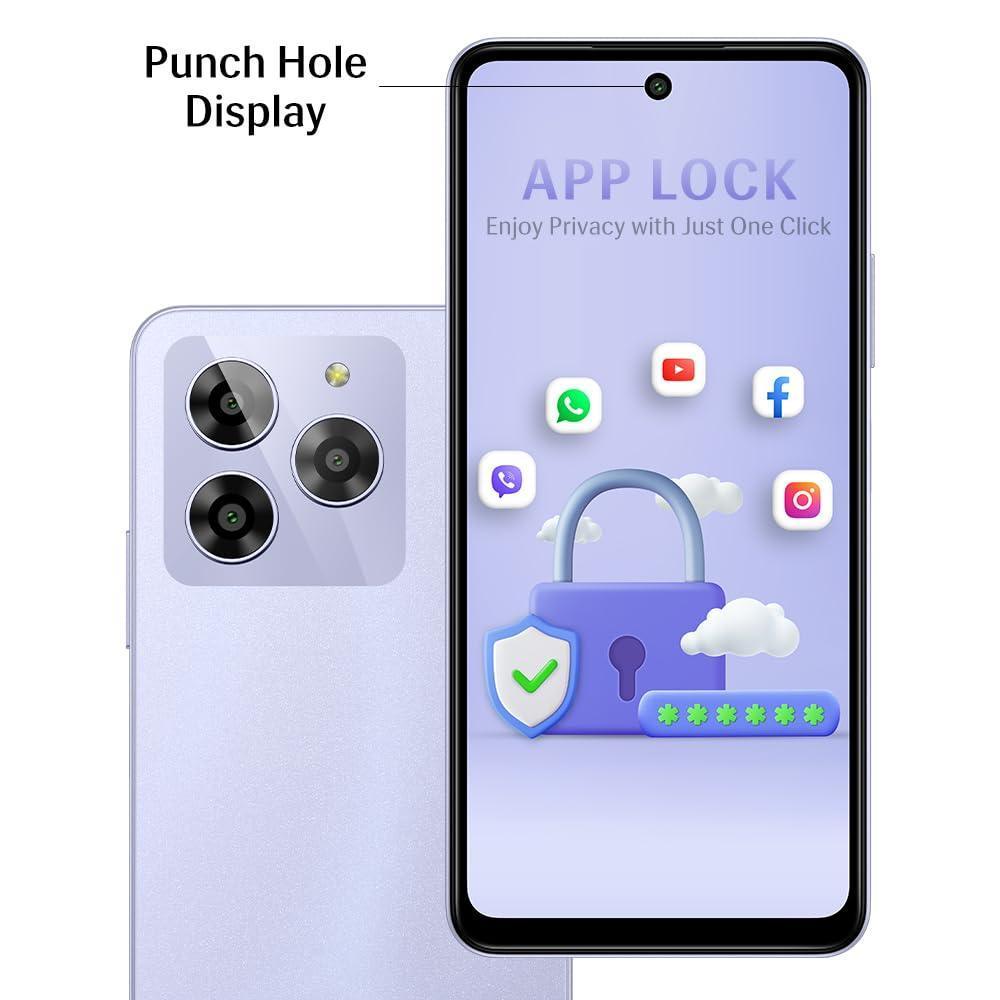 Lava Yuva 3 (Cosmic Lavender,4+4*GB RAM,UFS 2.2 64GB Storage)|Premium Glossy Back|Octacore Processor|18W Fast Charging|90Hz Punch Hole Display|13MP AI Triple Camera|Side Fingerprint Sensor - Triveni World