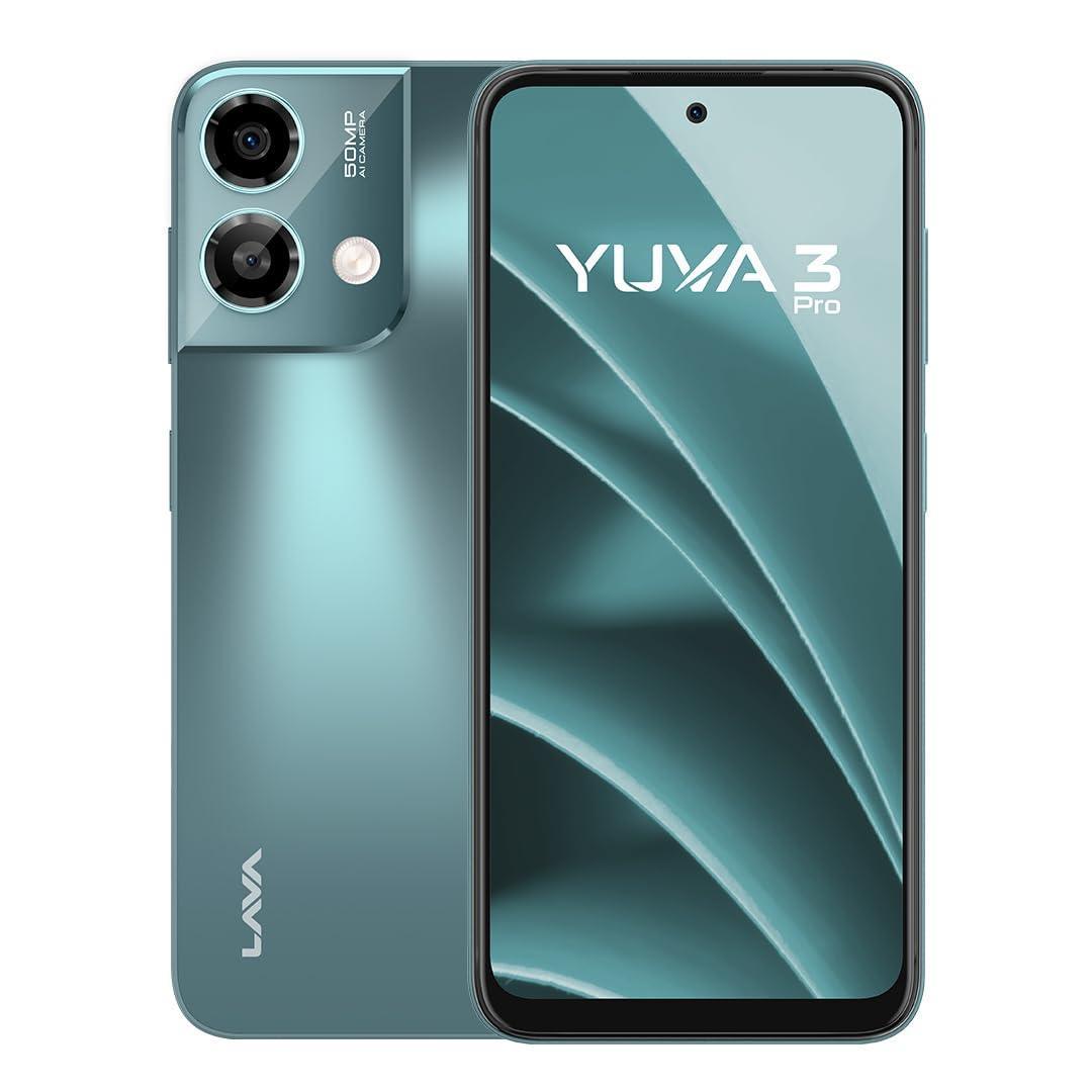 Lava Yuva3 Pro (Forest Viridian, 8GB RAM, UFS 2.2 128GB Storage) |AG Glass Back|T616 Octacore Processor|18W Fast Charging|6.5 inch 90Hz Punch Hole Display|50MP AI Dual Camera|Upto 16GB Expandable RAM - Triveni World