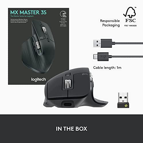 Logitech MX Master 3S - Wireless Performance Mouse with Ultra-Fast Scrolling, Ergo, 8K DPI, Track on Glass, Quiet Clicks, USB-C, Bluetooth, Windows, Linux, Chrome-Graphite - Triveni World