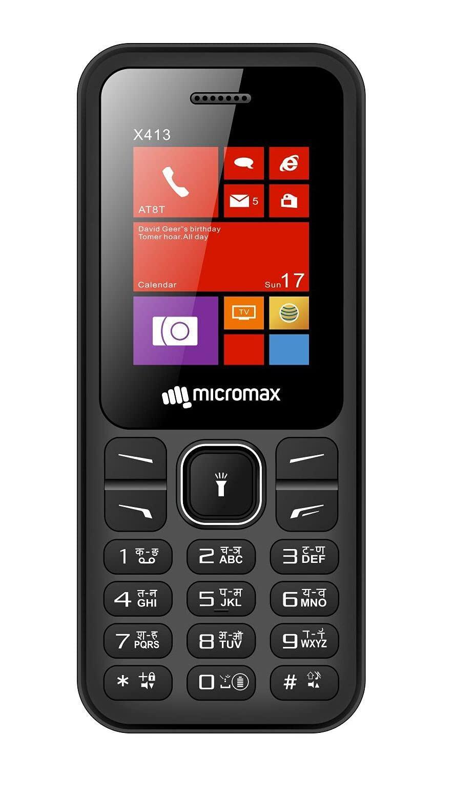 Micromax All-New X413 Dual Sim keypad Mobile with 1.8" Screen|Auto Call Recording | Power Saving Mode| Bright Torch | Expandable Storage Upto 16GB | Wireless FM |Black - Triveni World