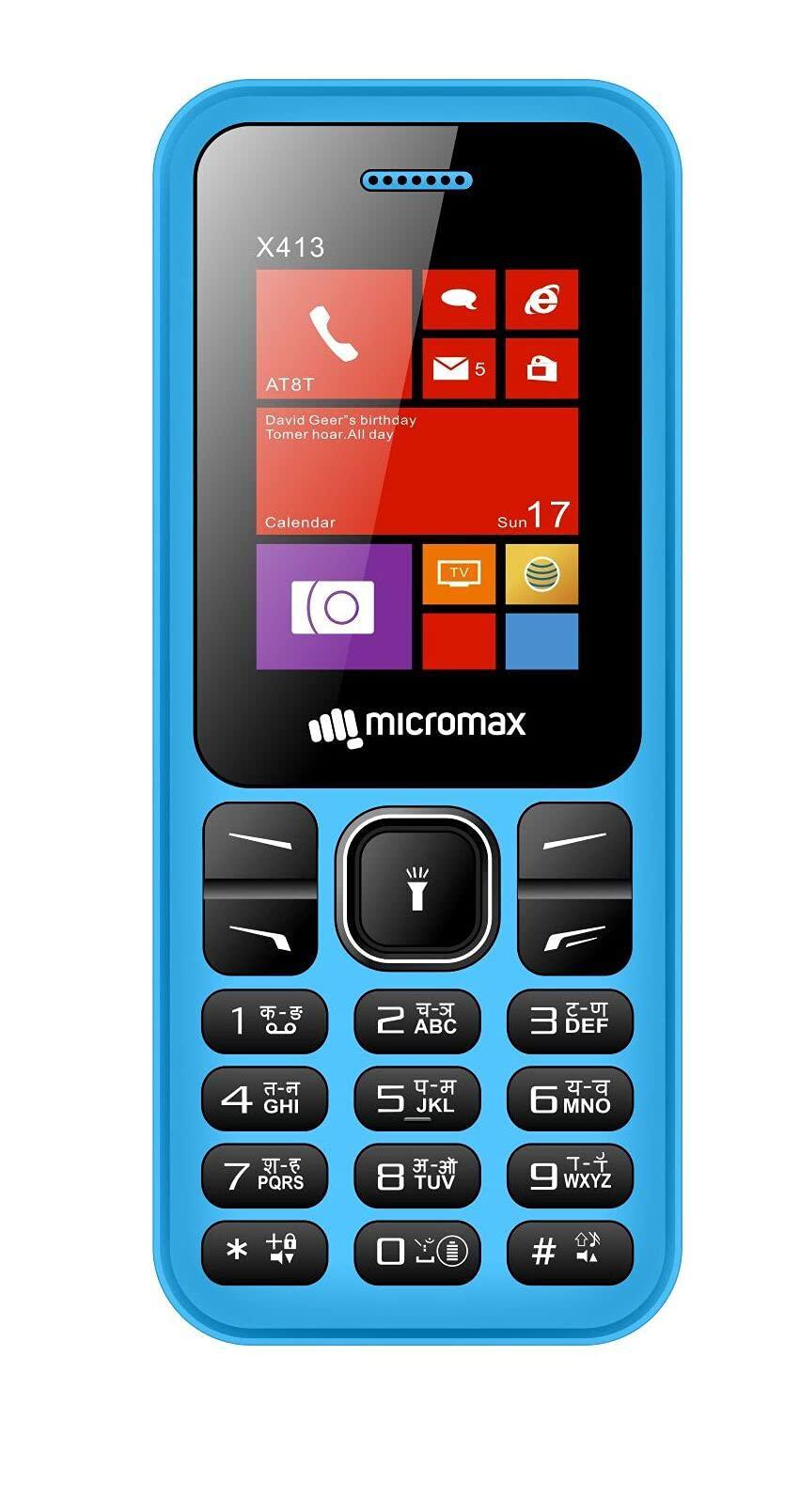 Micromax All-New X413 Dual Sim keypad Mobile with 1.8" Screen|Auto Call Recording | Power Saving Mode| Bright Torch | Expandable Storage Upto 16GB | Wireless FM |Blue - Triveni World