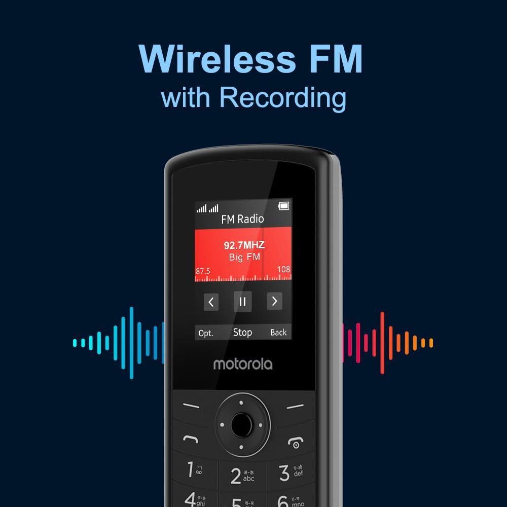 Motorola All-New A10 Dual Sim keypad Phone with Voice Feature | Long-Lasting Battery Backup | Wireless FM with Recording | Bluetooth Connectivity | Auto Call Recording | Black - Triveni World