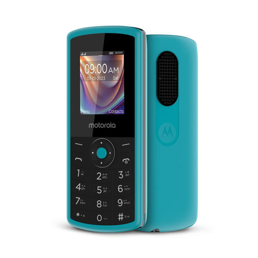 Motorola All-New A10 Dual Sim keypad Phone with Voice Feature | Long-Lasting Battery Backup | Wireless FM with Recording | Bluetooth Connectivity | Auto Call Recording | Teal Blue - Triveni World