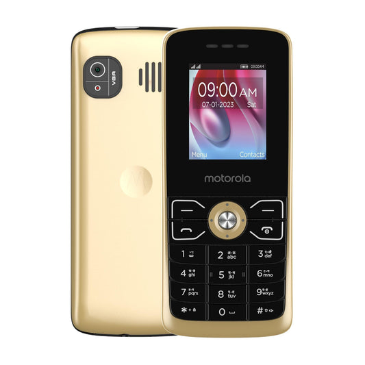 Motorola All-New A50 - Dual Sim Keypad Phone with Long Lasting Battery, Expandable Memory Upto 32GB, Rear Camera, 1750 mAh Big Battery, 6 Indian Languages Input Support (Gold) - Triveni World