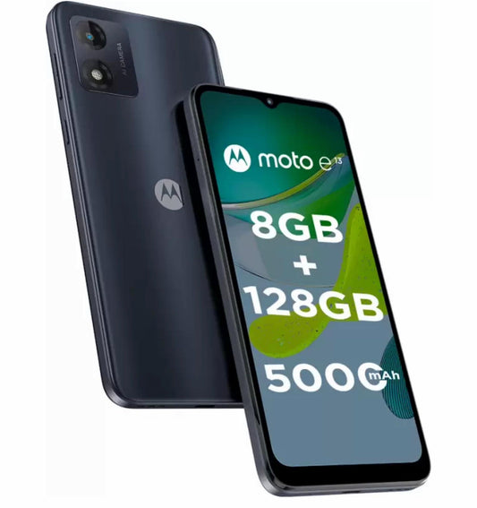 Motorola E13 4G (Cosmic Black, 8GB RAM, 128GB Storage) | Upto 1TB MicroSD Expandable | 6.5-inch IPS LCD Display with 60Hz Refresh Rate | UNISOC T606 Processor | Face Unlock | IP52 Water Repellent - Triveni World