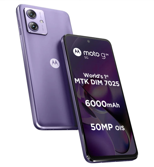 Motorola G64 5G (Ice Lilac, 8GB RAM, 128GB Storage) | Expandable Upto 2TB | Upto 16GB RAM with RAM Boost | 50MP (OIS) + 8MP | 16MP Front Camera | MediaTek Dimensity 7025 Processor | 6000 mAh Battery - Triveni World
