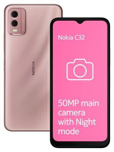 Nokia C32 with 50MP Dual Rear AI Camera | Toughened Glass Back | 4GB RAM, 128GB Storage | Upto 7GB RAM with RAM Extension | 5000 mAh Battery | 1 Year Replacement Warranty | Android 13 | Beach Pink - Triveni World