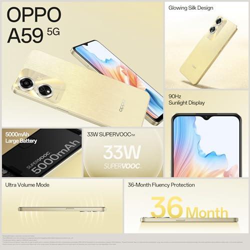 OPPO A59 5G (Starry Black, 4GB RAM, 128GB Storage) | 5000 mAh Battery with 33W SUPERVOOC Charger | 6.56" HD+ 90Hz Display | with No Cost EMI/Additional Exchange Offers - Triveni World