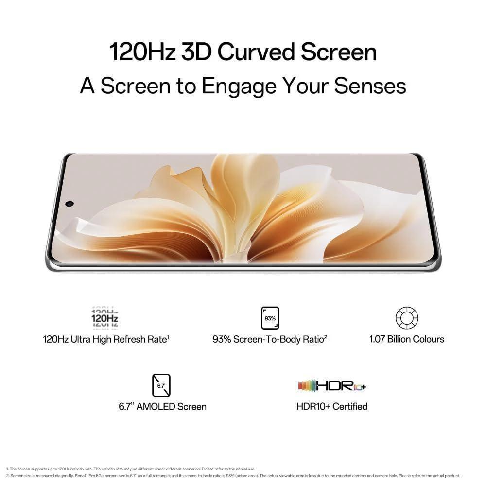 Oppo Reno 11 Pro 5G Smartphone (Pearl White, 12GB RAM+ 256GB Storage) Refurbished - Triveni World