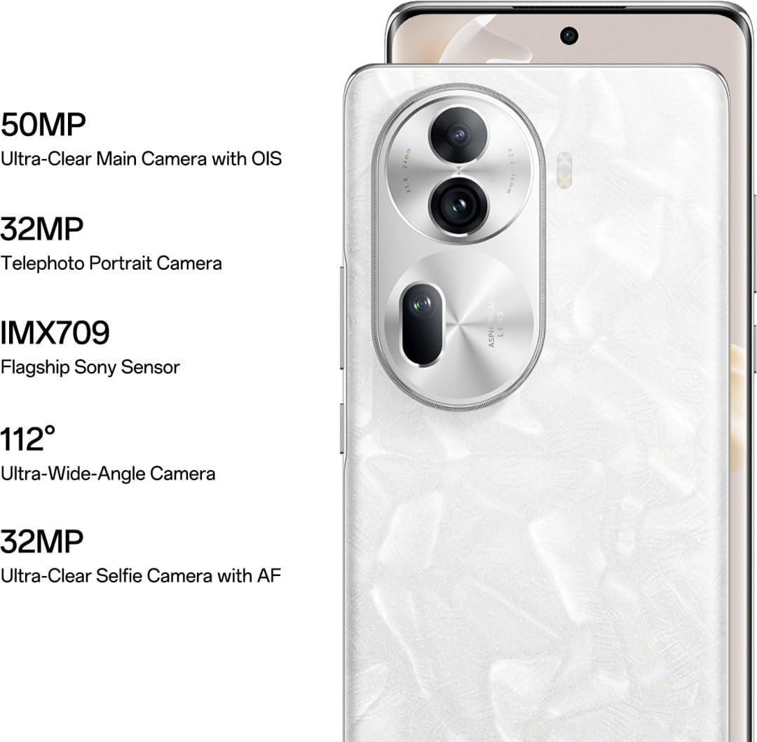 Oppo Reno 11 Pro 5G Smartphone (Pearl White, 12GB RAM+ 256GB Storage) Refurbished - Triveni World