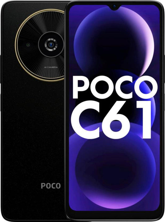 POCO C61 (Diamond Dust Black, 6GB RAM, 128GB Storage)| Expandable Upto 1 TB |Upto 12 GB RAM with Turbo RAM |6.71" HD+ 90Hz Display with Gorilla Glass 3 Protection |Side Fingerprint Sensors |USB Type C - Triveni World