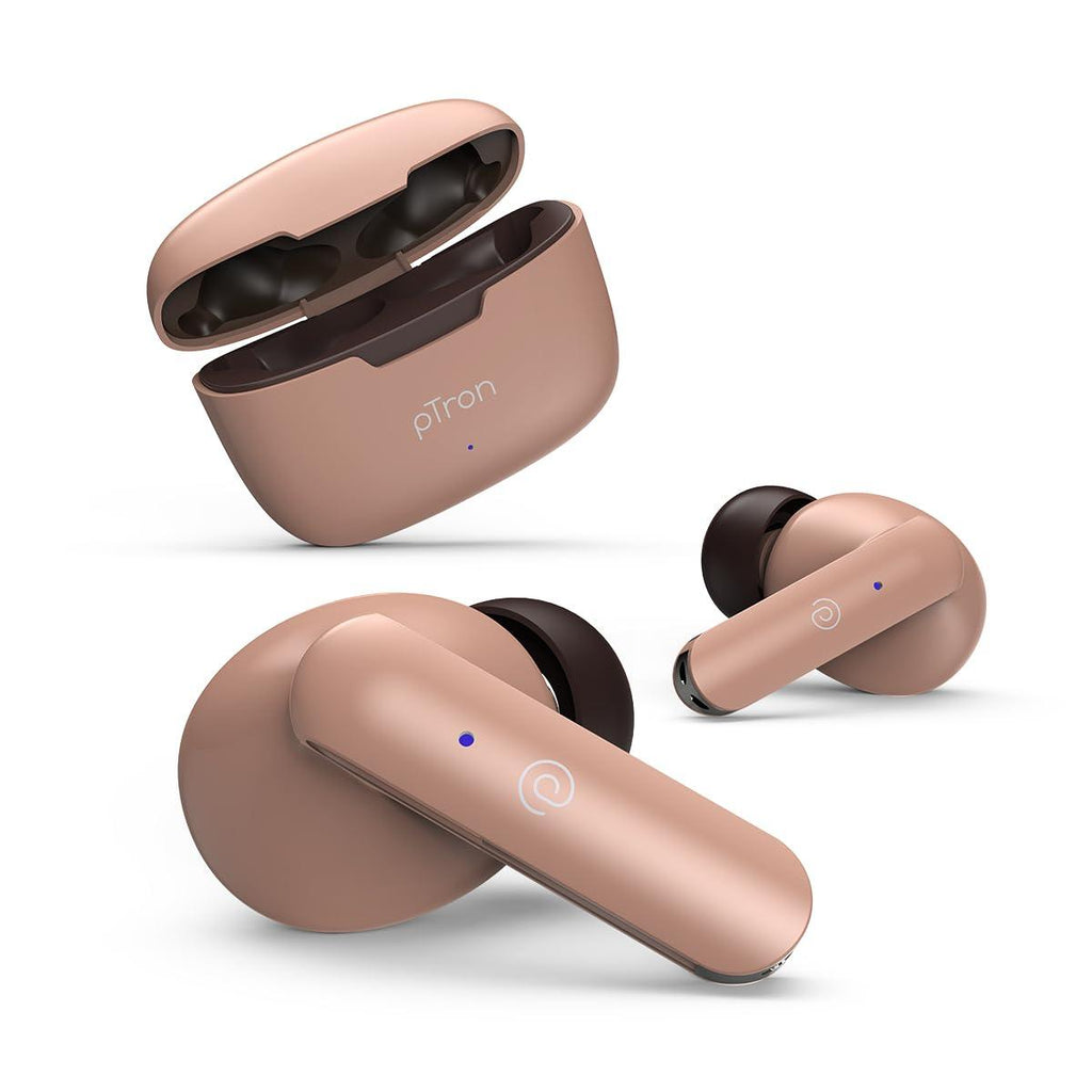 pTron Bassbuds Duo in-Ear Wireless Earbuds with Immersive Sound,32Hrs Playtime,Clear Calls TWS Earbuds,Bluetooth V5.1 Headphone,Type-C Fast Charging,Voice Assistant&Ipx4 Water Resistant (Brown) - Triveni World