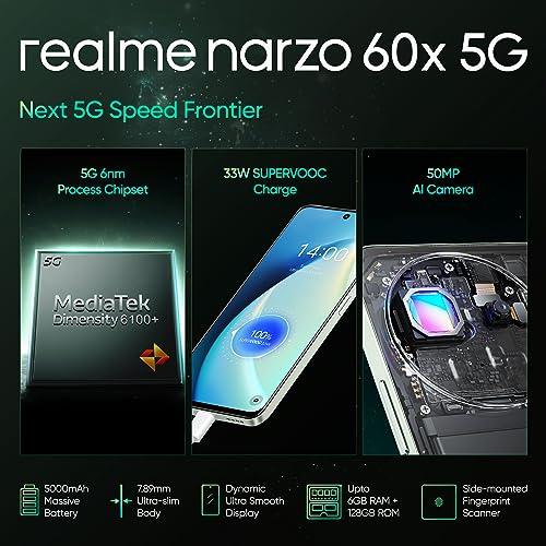 realme narzo 60X 5G (Stellar Green,6GB,128GB Storage) Up to 2TB External Memory | 50 MP AI Primary Camera | Segments only 33W Supervooc Charge - Triveni World