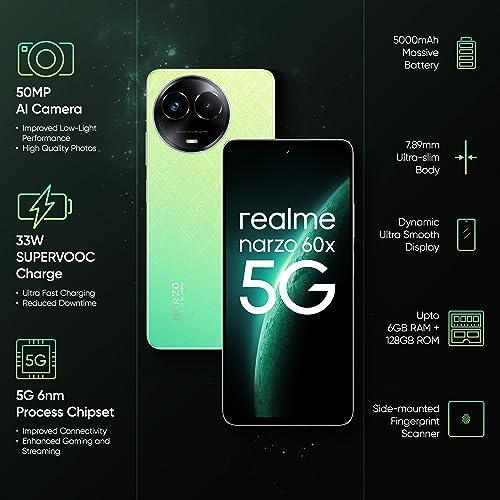 realme narzo 60X 5G (Stellar Green,6GB,128GB Storage) Up to 2TB External Memory | 50 MP AI Primary Camera | Segments only 33W Supervooc Charge - Triveni World
