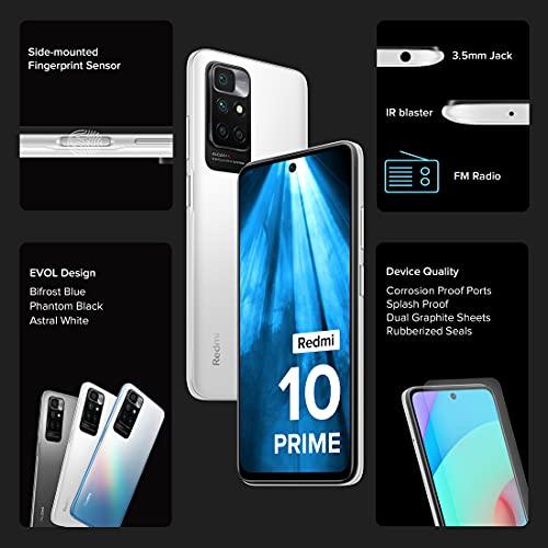 Redmi 10 Prime (Astral White 4GB RAM 64GB ROM |Helio G88 with extendable RAM Upto 2GB |FHD+ 90Hz Adaptive Sync Display) | 22.5W Charger Included - Triveni World