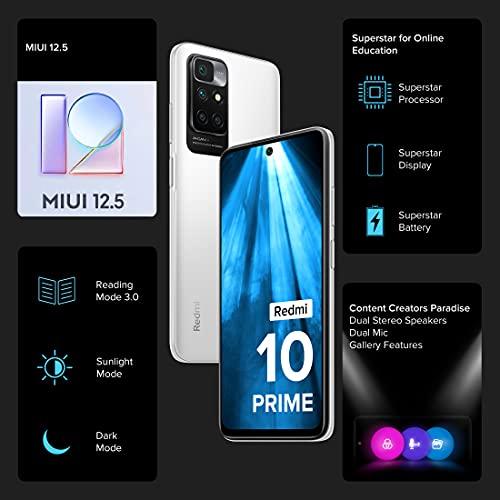 Redmi 10 Prime (Astral White 4GB RAM 64GB ROM |Helio G88 with extendable RAM Upto 2GB |FHD+ 90Hz Adaptive Sync Display) | 22.5W Charger Included - Triveni World