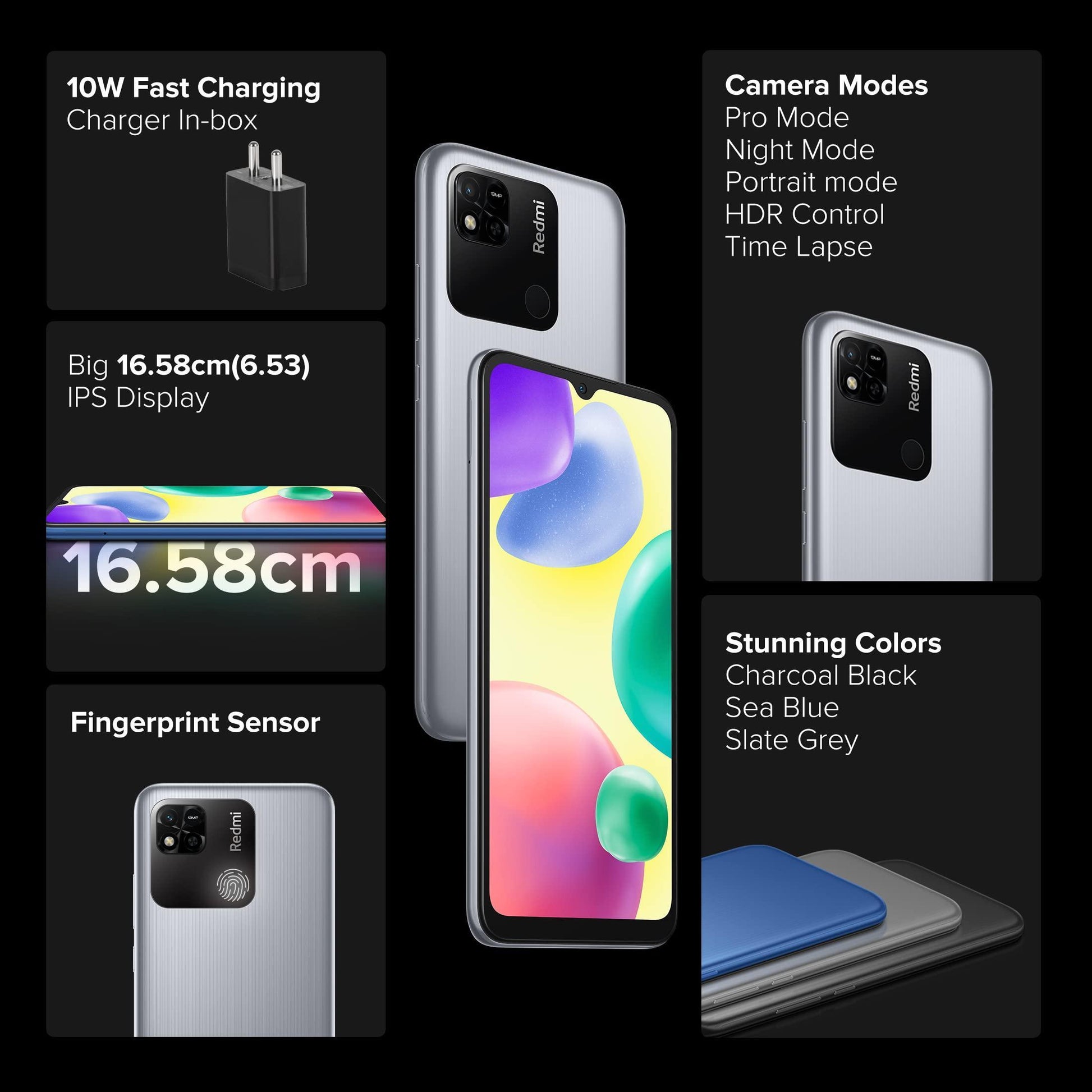 Redmi 10A Sport (Slate Grey, 6GB RAM, 128GB Storage) | 2 Ghz Octa Cor Helio G25 | 5000 mAh Battery | Finger Print Sensor | Upto 8GB RAM with RAM Booster - Triveni World