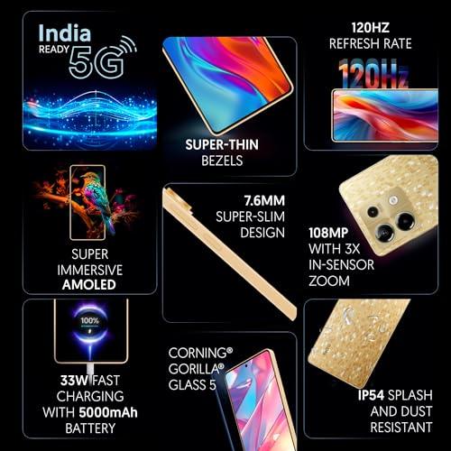 Redmi Note 13 5G (Prism Gold, 8GB RAM, 256GB Storage) | 5G Ready | 120Hz Bezel-Less AMOLED | 7.mm Slimmest Note Ever | 108MP Pro-Grade Camera - Triveni World