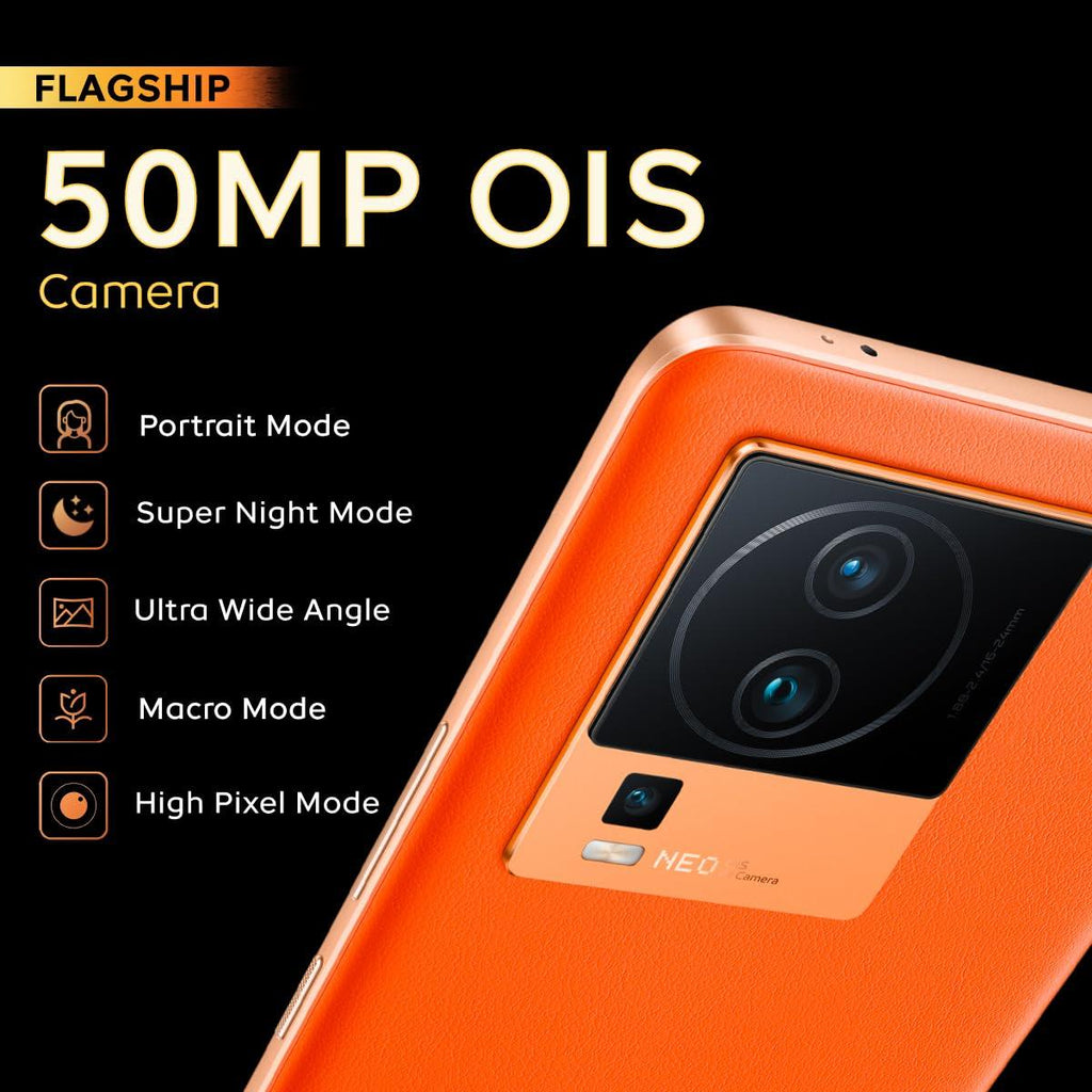 (Refurbished) iQOO Neo 7 Pro 5G (Fearless Flame, 8Gb Ram, 128Gb Storage) | Snapdragon 8+ Gen 1 | Independent Gaming Chip | Flagship 50Mp Ois Camera | Premium Leather Design, Orange - Triveni World