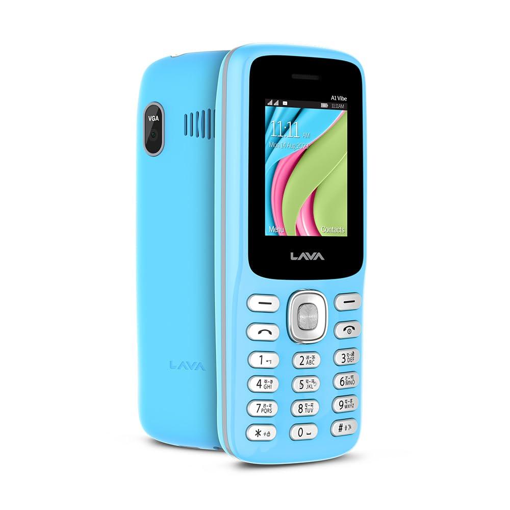 (Refurbished) Lava A1 Vibe, Number Talker, Smart AI Battery, 4 Days Battery Backup, Military Grade Certified, Keypad Mobile with 1000mAh Battery (Candy Blue) - Triveni World