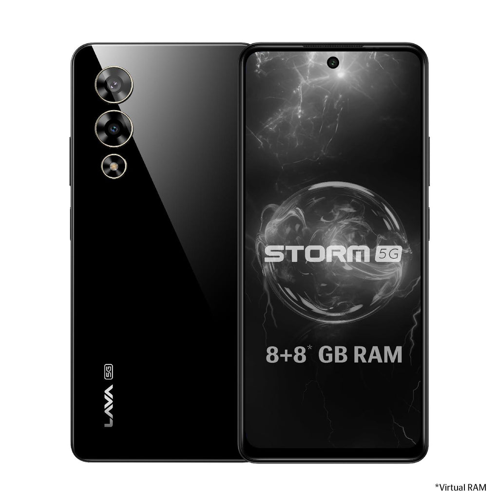 (Refurbished) Lava Storm 5G (Thunder Black, 8GB RAM, 128GB ROM)|50MP+8MP Ultrawide Dual Camera|16MP FrontCamera|6.78" FHD+ Punch Hole Display|5000 mAh Battery|33W Fast Charging|Upto 16GB ExpandableRAM|Clean Android - Triveni World