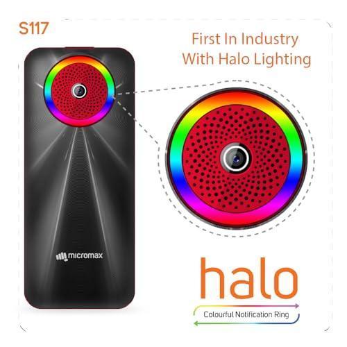 (Refurbished) Micromax S117, Dual Sim Keypad with Long Lasting Battery & Dedicated Notification Ring, Wireless FM with Auto Call Recording, Camera| Black & Red - Triveni World