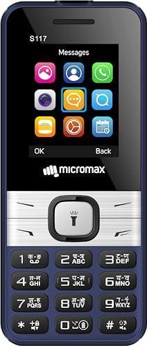(Refurbished) Micromax S117, Dual Sim Keypad with Long Lasting Battery & Dedicated Notification Ring, Wireless FM with Auto Call Recording, Camera| Blue - Triveni World