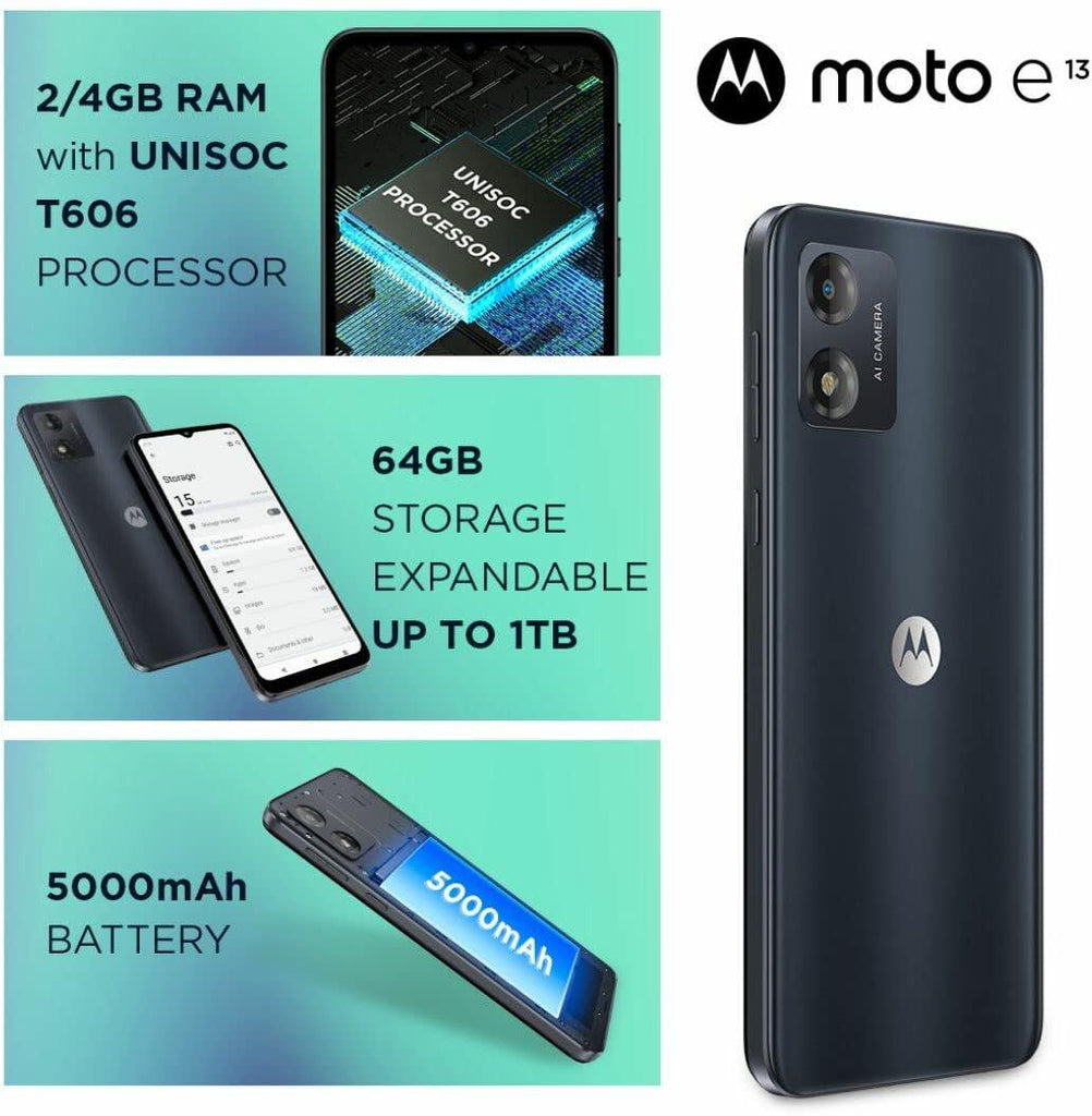 (Refurbished) Motorola e13 (Cosmic Black, 4GB RAM 64GB Storage) - Triveni World