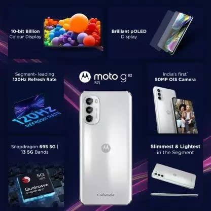 (Refurbished) Motorola Moto g82 (6GB) (128GB) (White Lily) - Triveni World