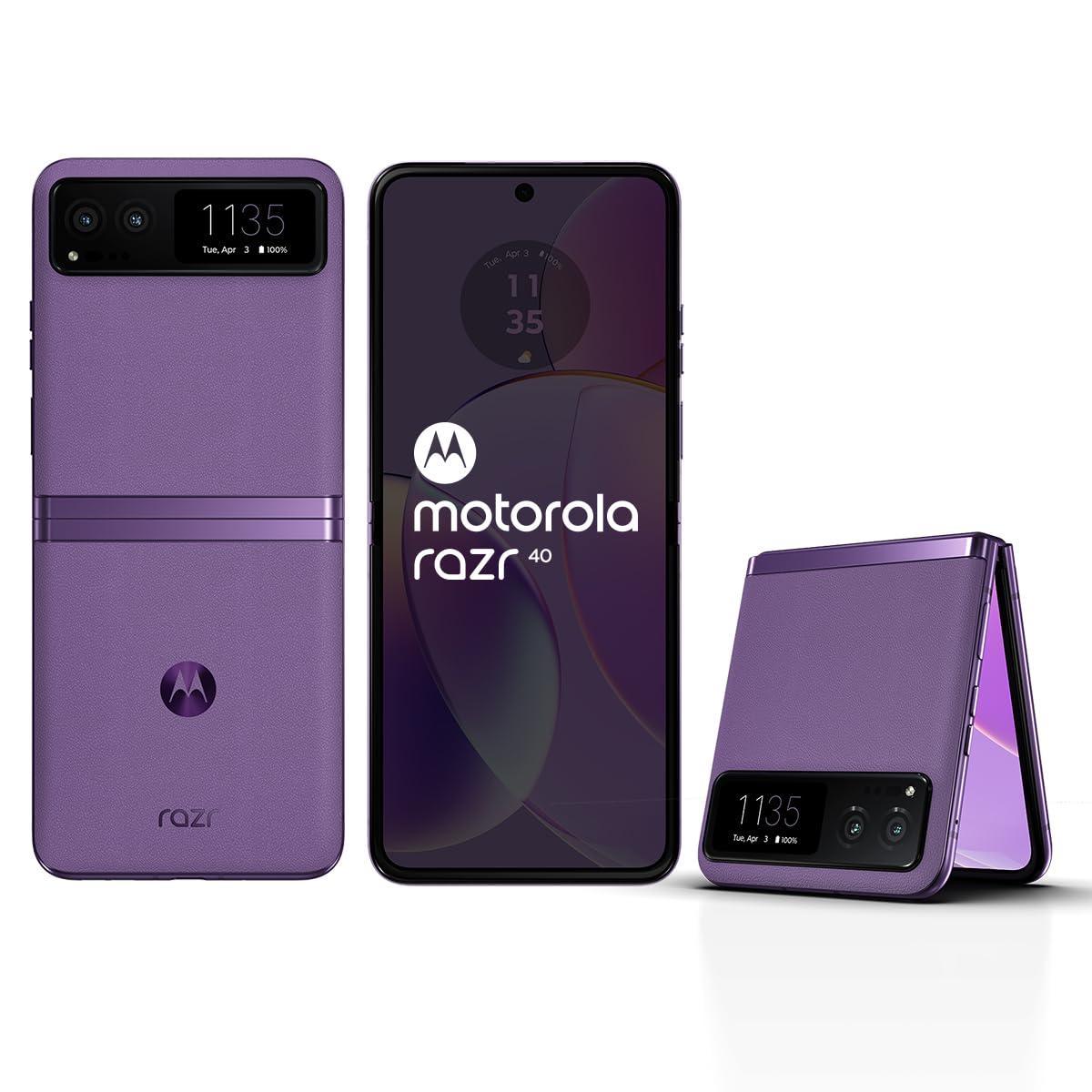 (Refurbished) Motorola razr 40 (Summer Lilac, 8GB RAM, 256GB Storage) | External AMOLED Display | 6.9" AMOLED 144Hz Display | 64MP Main Camera | Android 13 - Triveni World
