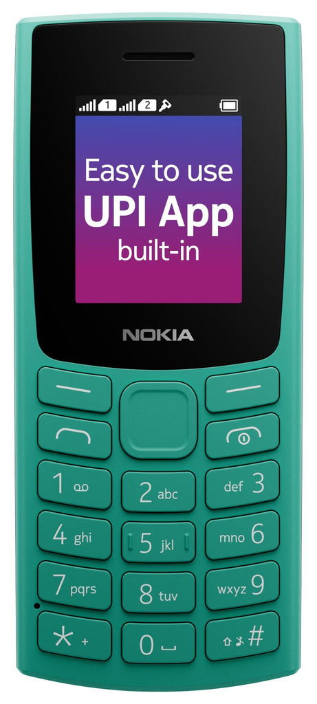 (Refurbished) Nokia 106 Dual Sim, Keypad Phone with Built-in UPI Payments App, Long-Lasting Battery, Wireless FM Radio & MP3 Player, and MicroSD Card Slot | Green - Triveni World
