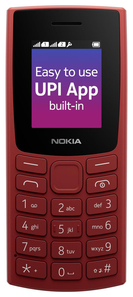 (Refurbished) Nokia 106 Dual Sim, Keypad Phone with Built-in UPI Payments App, Long-Lasting Battery, Wireless FM Radio & MP3 Player, and MicroSD Card Slot | Red - Triveni World