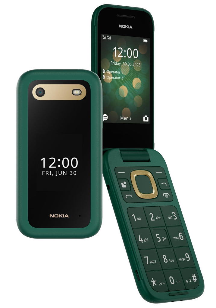 (Refurbished) Nokia 2660 Flip 4G Volte keypad Phone with Dual SIM, Dual Screen, inbuilt MP3 Player & Wireless FM Radio | Lush Green - Triveni World