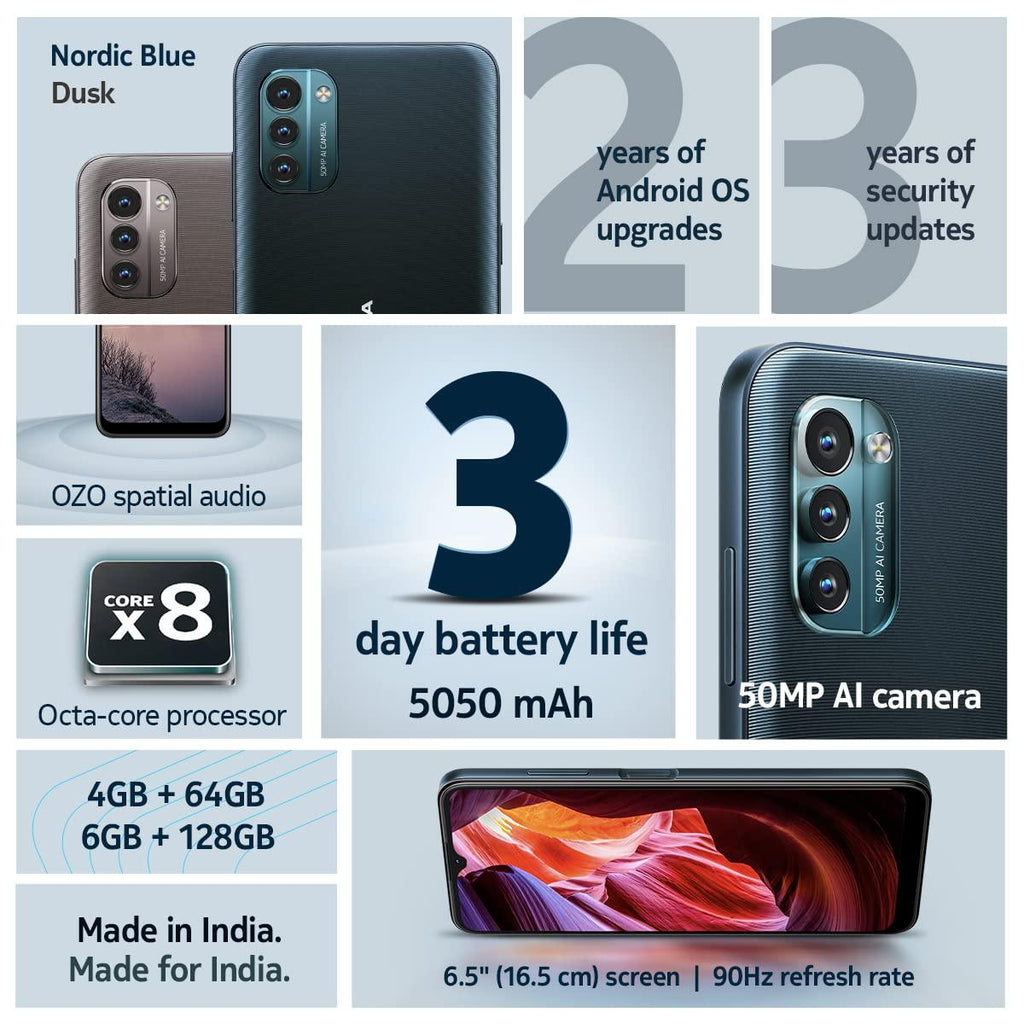 (Refurbished) Nokia G21 Android Smartphone, Dual SIM, 3-Day Battery Life, 4GB RAM + 64GB Storage - Triveni World