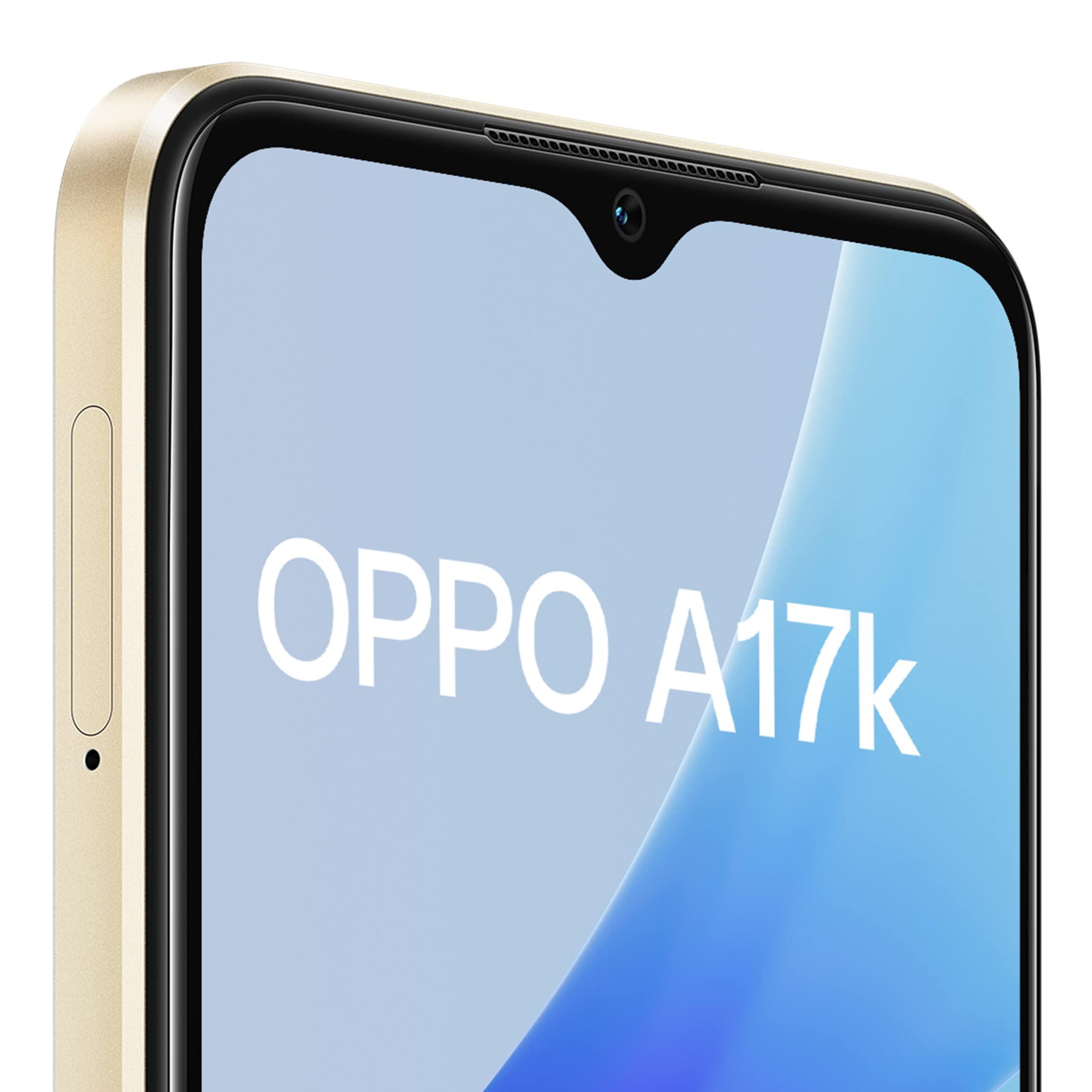 Refurbished) Oppo A17k (Gold, 3GB RAM, 64GB Storage) with No Cost