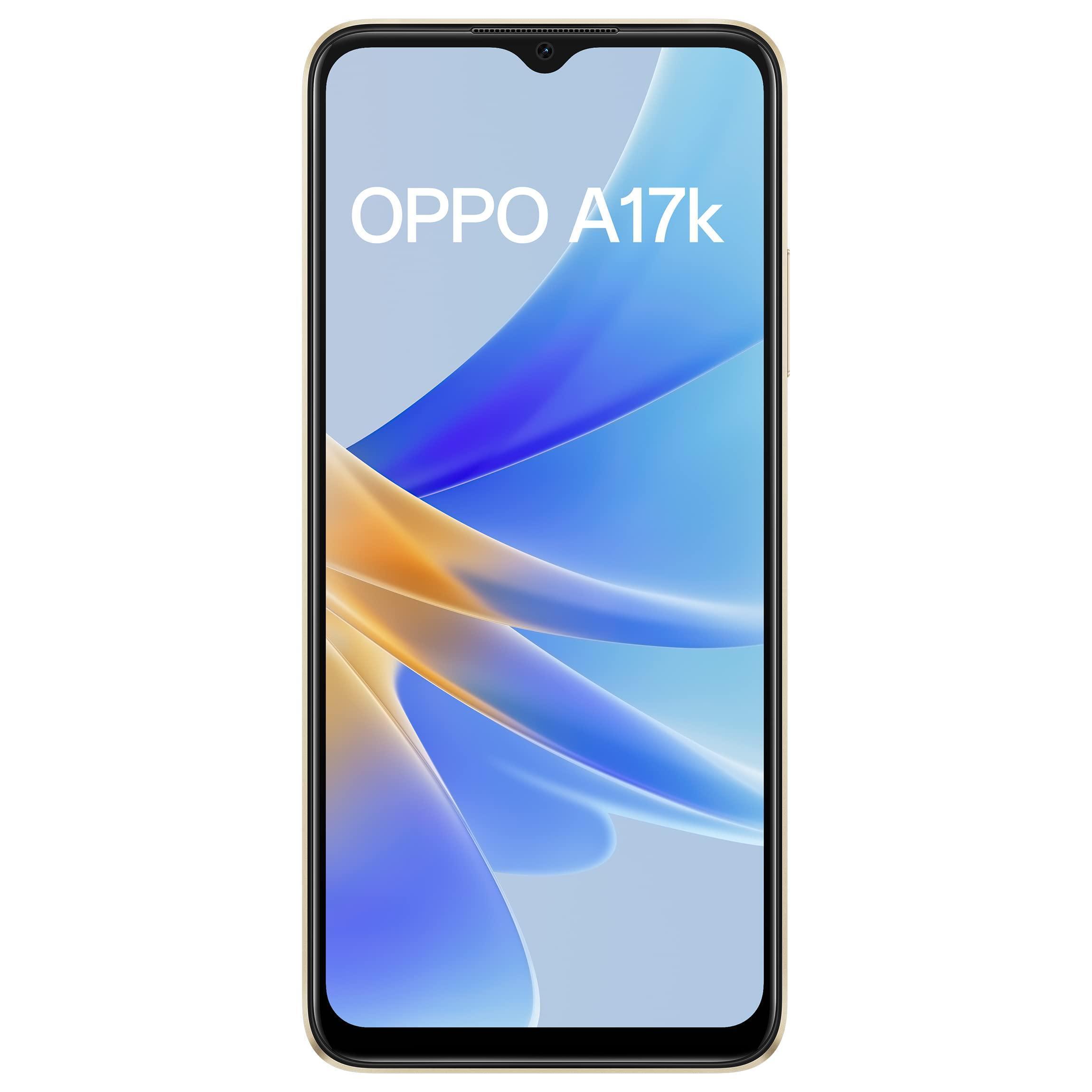 Refurbished) Oppo A17k (Gold, 3GB RAM, 64GB Storage) with No Cost