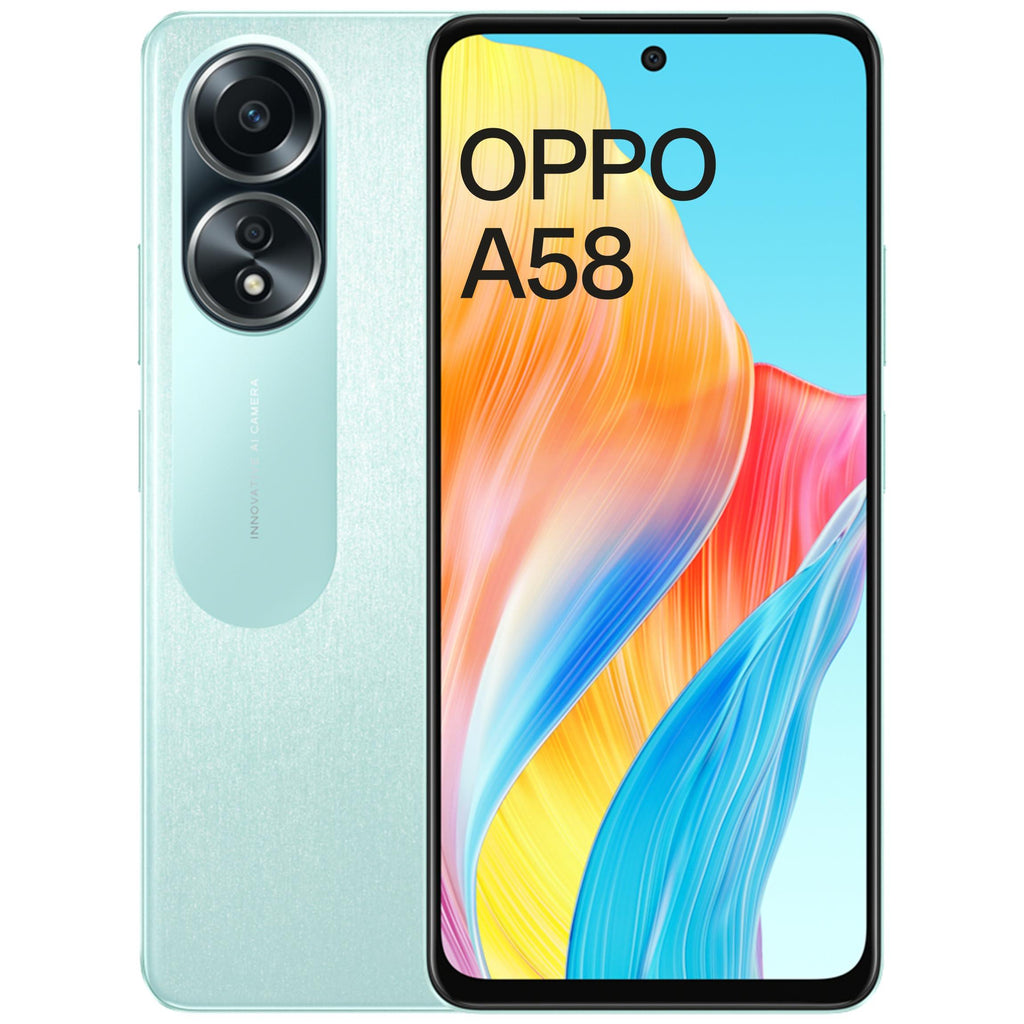 (Refurbished) Oppo A58 (Dazzling Green, 6GB RAM, 128GB Storage) | 5000 mAh Battery and 33W SUPERVOOC | 6.72" FHD+ Punch Hole Display | Dual Stereo Speakers with No Cost EMI/Additional Exchange Offers - Triveni World