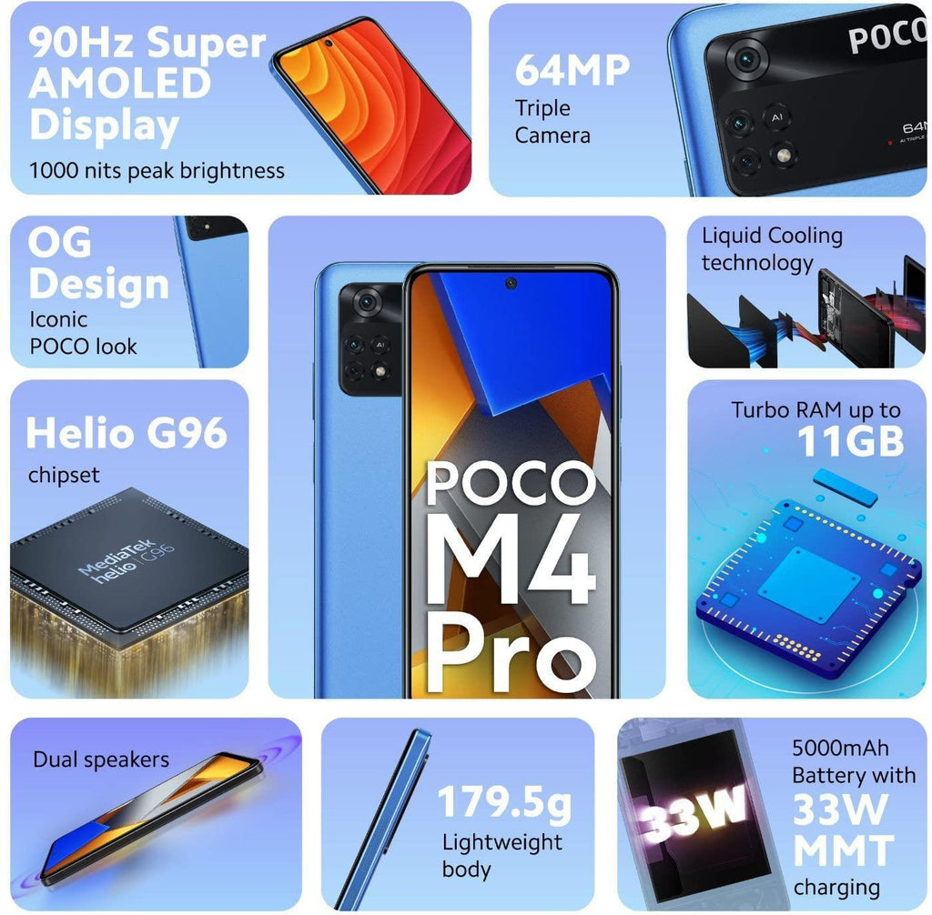 (Refurbished) POCO M4 Pro (Cool Blue, 6GB RAM 64GB Storage) - Triveni World