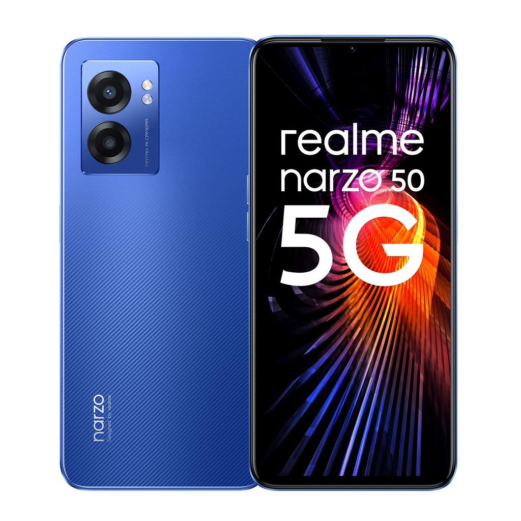 (Refurbished) realme narzo 50 5G (Hyper Blue, 4GB RAM+64GB Storage) Dimensity 810 5G Processor | 48MP Ultra HD Camera - Triveni World