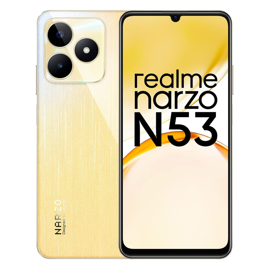(Refurbished) realme narzo N53 (Feather Gold, 6GB+128GB) 33W Segment Fastest Charging | Slimmest Phone in Segment | 90 Hz Smooth Display - Triveni World